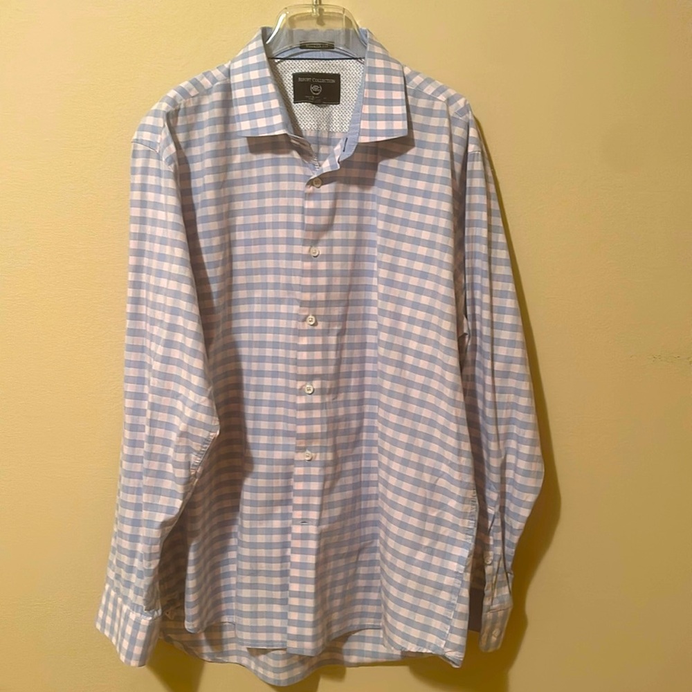Report Collection modern fit men’s XL dress shirt in blue and light pink